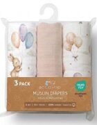 Bocioland Set 3 scutece multifunctionale Beige 70x70 cm din muselina 100 bumbacsuprafata texturatamoale si absorbanta