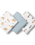 Bocioland Set 3 scutece multifunctionale Blue 70x70 cm din muselina 100 bumbacsuprafata texturatamoale si absorbanta