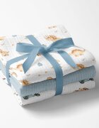 Bocioland Set 3 scutece multifunctionale Blue 70x70 cm din muselina 100 bumbacsuprafata texturatamoale si absorbanta