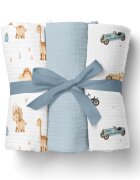 Bocioland Set 3 scutece multifunctionale Blue 70x70 cm din muselina 100 bumbacsuprafata texturatamoale si absorbanta