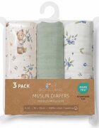 Bocioland Set 3 scutece multifunctionale Green 70x70 cm din muselina 100 bumbacsuprafata texturatamoale si absorbanta