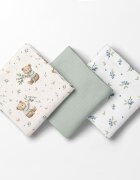 Bocioland Set 3 scutece multifunctionale Green 70x70 cm din muselina 100 bumbacsuprafata texturatamoale si absorbanta