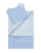 Bocioland Set perna si paturica copii Waffle Albastru din bumbac dimensiune 75x10035x30 cm