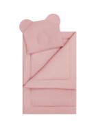 Bocioland Set perna si paturica copii Waffle Roz din bumbac dimensiune 75x10035x30 cm