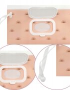 Bocioland Suport portabil pentru servetele umede Pinkcu capac etansare dubla agatatoare practica cu capsa dimensiune 24x13.5x5 cm