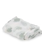 Bonjourbébé Muselina sau paturica multifunctionala din bumbac si bambus 120 x 120 cm Monstera Monkey Hunter mint