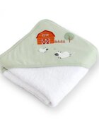 Bonjourbébé Prosop de baie cu gluga pentru bebelusi 0-5 ani bumbac certificat OEKO-TEX 100x100 cm Funny Farm