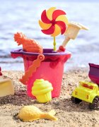 BToys Galeata rosie cu 9 jucarii de nisip B.Toys
