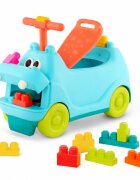 BToys Vehicul fara pedale pentru copii model Hipopotam cu sunete lumini si 26 de cuburi spatiu de depozitare de la 12 luni greutatea maxima suportata 50 kg