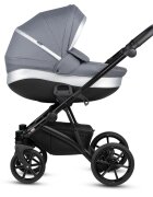 Buba Carucior pentru copii Zaza2 Dark Grey 2 in 1 cu suspensii scaun reversibil rucsac suport pahar plasa insecte si husa ploaie
