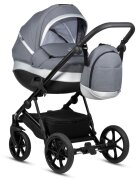Buba Carucior pentru copii Zaza2 Dark Grey 2 in 1 cu suspensii scaun reversibil rucsac suport pahar plasa insecte si husa ploaie