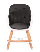 Buba Scaun de masa pentru copii Carino Black 2 in 1 din lemn de fag suport pentru picioare tapiterie din piele ecologica