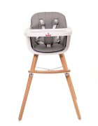 Buba Scaun de masa pentru copii Carino Grey 2 in 1 din lemn de fag suport pentru picioare tapiterie din piele ecologica