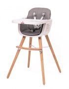 Buba Scaun de masa pentru copii Carino Grey 2 in 1 din lemn de fag suport pentru picioare tapiterie din piele ecologica