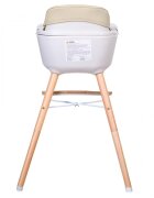 Buba Scaun de masa pentru copii Carino Ivory 2 in 1 din lemn de fag suport pentru picioare tapiterie din piele ecologica
