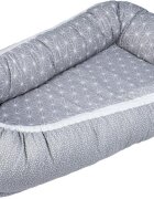 BUBABA Baby Nest cu 2 fete grey snowflakes 72x42x15 cm