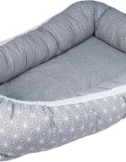BUBABA Baby Nest cu 2 fete grey snowflakes 72x42x15 cm