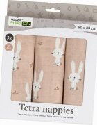 BUBABA Set 3 scutece Tetra Beige Bunnies din bumbac 80x80 cm