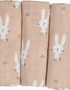 BUBABA Set 3 scutece Tetra Beige Bunnies din bumbac 80x80 cm