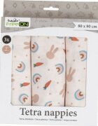 BUBABA Set 3 scutece Tetra Carrots and Rainbow din bumbac 80x80 cm