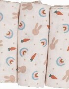 BUBABA Set 3 scutece Tetra Carrots and Rainbow din bumbac 80x80 cm