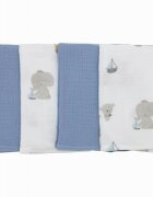 BUBABA Set 4 lavete din muselina 40x40 cm Blue Ship