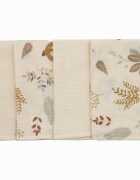 BUBABA Set 4 lavete din muselina Beige Leafs 40x40 cm