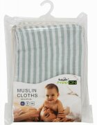 BUBABA Set 4 lavete din muselina Green Stripes 40x40 cm