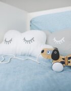 BUBABA Set de pat pentru bebelusi Blue Heart 3 piese bumbac