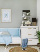 BUBABA Set de pat pentru bebelusi Blue Heart 3 piese bumbac