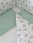 BUBABA Set de pat pentru bebelusi Blue Panda - 3 piese 100 bumbac