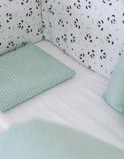 BUBABA Set de pat pentru bebelusi Blue Panda - 3 piese 100 bumbac