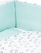 BUBABA Set de pat pentru bebelusi Blue Panda - 3 piese 100 bumbac