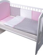 BUBABA Set de pat pentru bebelusi Chevron Grey Pink 10 piese