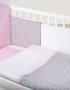 BUBABA Set de pat pentru bebelusi Chevron Grey Pink 10 piese