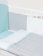 BUBABA Set de pat pentru bebelusi Chevron Grey Turquoise 10 piese