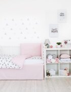 BUBABA Set de pat pentru bebelusi Pink Panda - 3 piese 100 bumbac