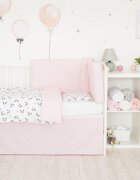 BUBABA Set de pat pentru bebelusi Pink Panda - 3 piese 100 bumbac