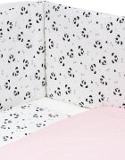 BUBABA Set de pat pentru bebelusi Pink Panda - 3 piese 100 bumbac