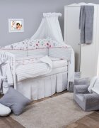 BUBABA Set de pat pentru bebelusi Red Grey Elephant 6 piese