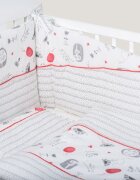 BUBABA Set de pat pentru bebelusi Red Grey Elephant 6 piese