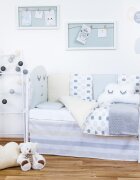 BUBABA Set de pat pentru bebelusi Smile 10 piese + perna norisor cadou