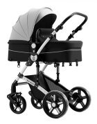 BUF BOOF Carucior pentru copii A1 Deluxe Black White 2 in 1 reversibil 0-36 luni cadru din aluminiu amortizoare accesorii incluse