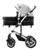 BUF BOOF Carucior pentru copii A1 Deluxe Black White 2 in 1 reversibil 0-36 luni cadru din aluminiu amortizoare accesorii incluse