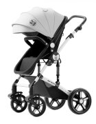 BUF BOOF Carucior pentru copii A1 Deluxe Black White 2 in 1 reversibil 0-36 luni cadru din aluminiu amortizoare accesorii incluse