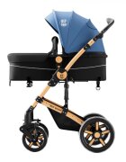 BUF BOOF Carucior pentru copii A1 Deluxe Blue 2 in 1 reversibil 0-36 luni cadru din aluminiu amortizoare accesorii incluse