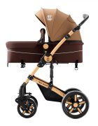 BUF BOOF Carucior pentru copii A1 Deluxe Champagne 2 in 1 reversibil 0-36 luni cadru din aluminiu amortizoare accesorii incluse