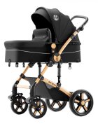BUF BOOF Carucior pentru copii A1 Deluxe Grey 2 in 1 reversibil 0-36 luni cadru din aluminiu amortizoare accesorii incluse