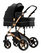 BUF BOOF Carucior pentru copii A1 Deluxe Grey 2 in 1 reversibil 0-36 luni cadru din aluminiu amortizoare accesorii incluse