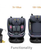 BUF BOOF Scaun auto B-Joy Deluxe DarkGreyCat iSize cu isofix pozitie somn 155 grade rotativ 360 grade 40-150 cm